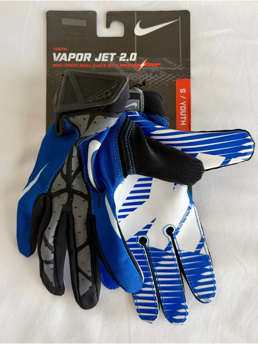 Nike Small/Youth Vapor Jet 2.0 Football Gloves - Blue/Black